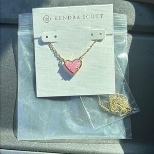 Kendra Scott Pink Heart Pendant Necklace in Gold Tone